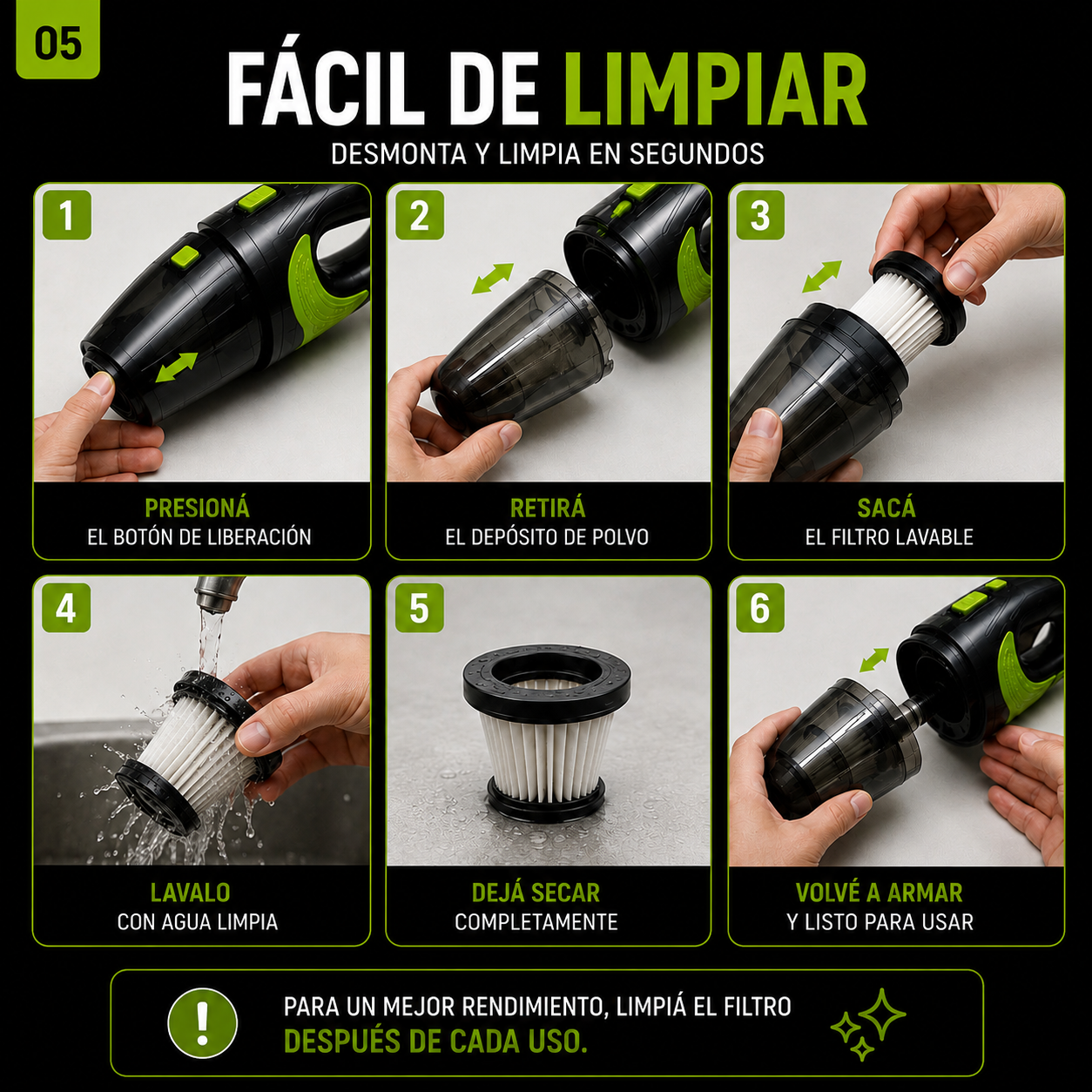 Aspiradora Inalámbrica para Auto 120W – Recargable USB