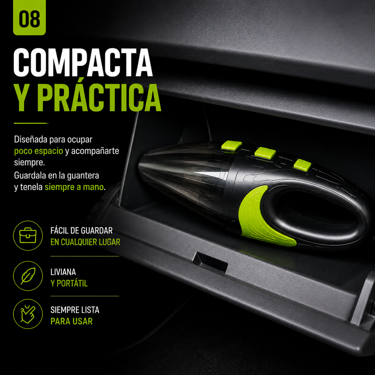 Aspiradora Inalámbrica para Auto 120W – Recargable USB