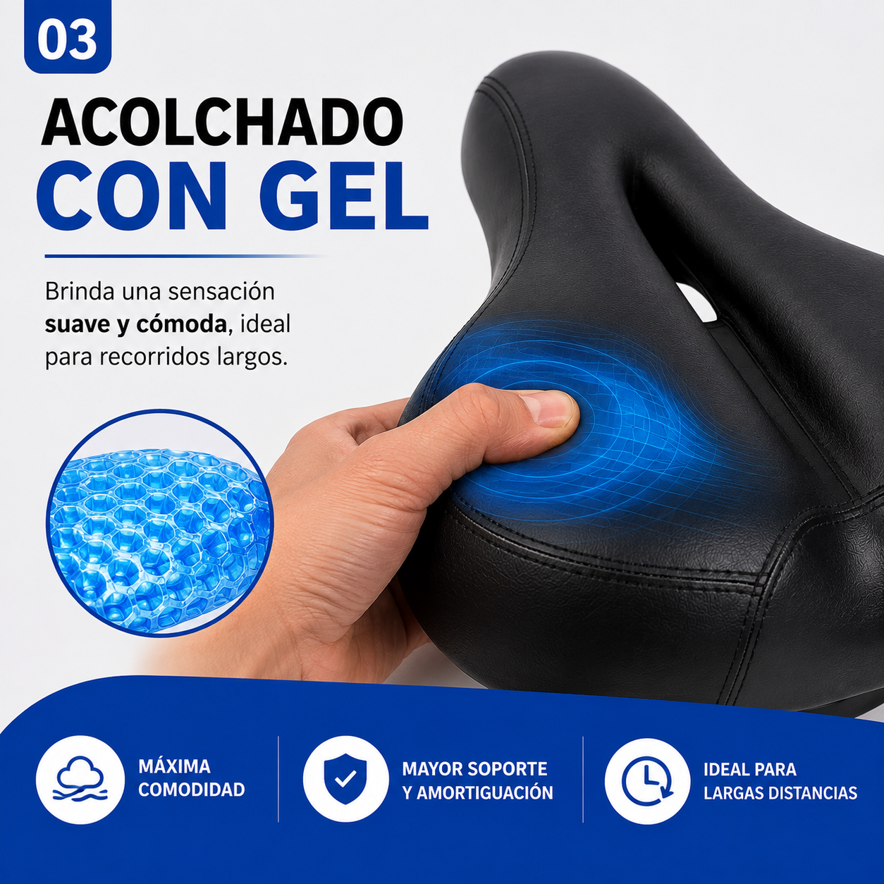 Asiento Ergonómico con Gel para Bicicleta