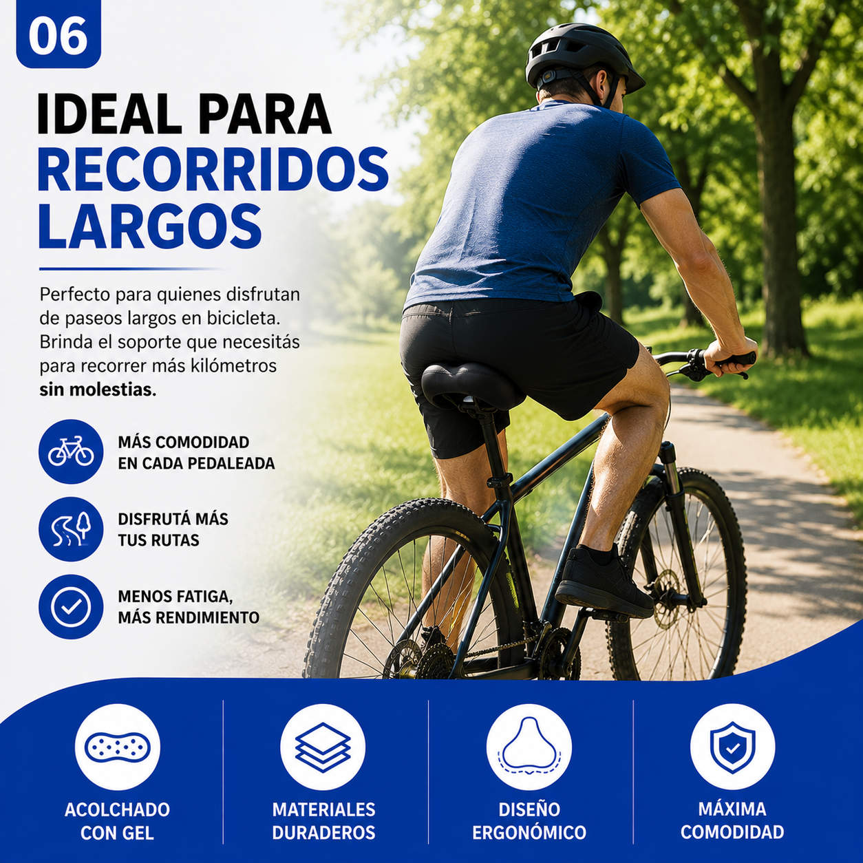Asiento Ergonómico con Gel para Bicicleta