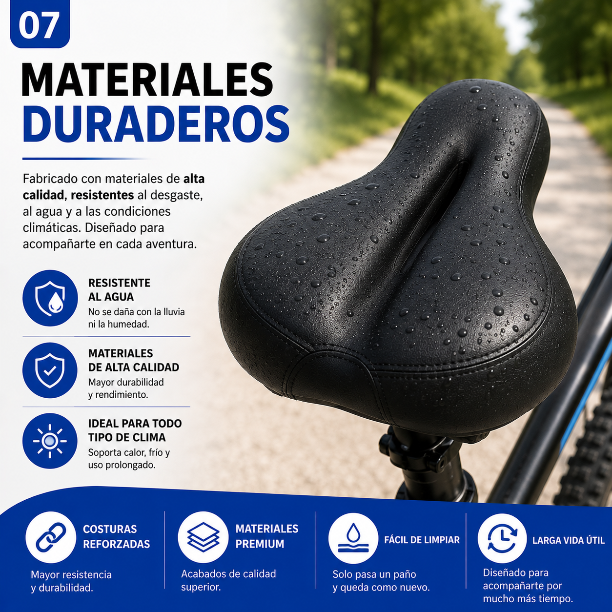 Asiento Ergonómico con Gel para Bicicleta